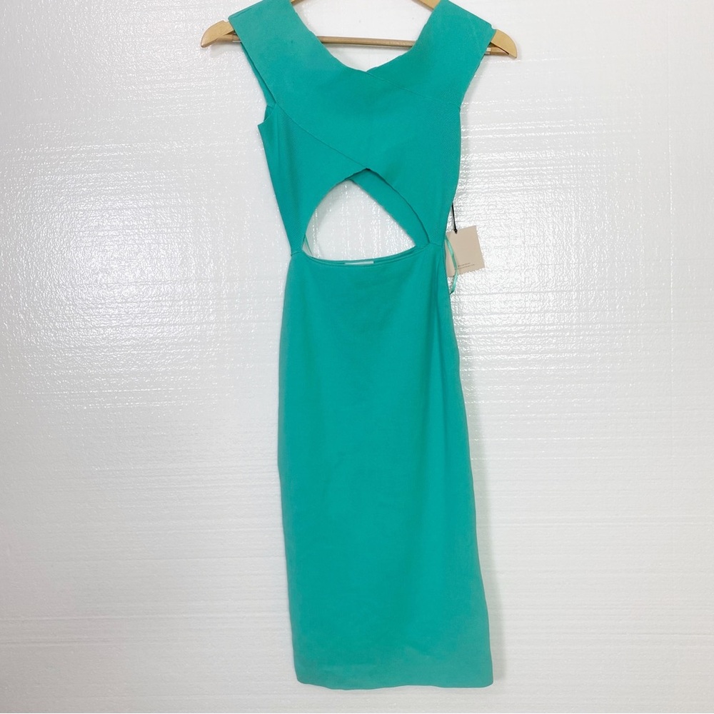 Superdown Dress Waist Cut out Rayon Spandex NWT Side Zipped Green Size Small - Picture 3 of 11